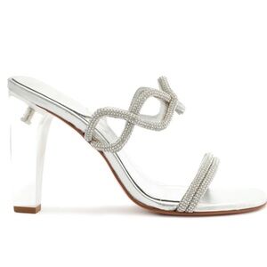 SCHUTZ Silver Strappy Heels